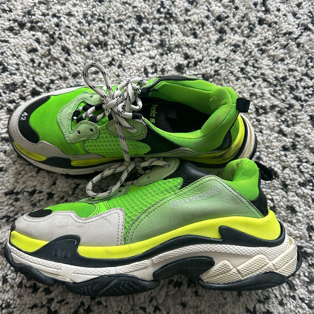 Authentic Balenciaga Fabric Mesh Triple S Sneakers 42 Green Size 9